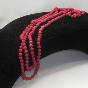 Matte Red Beaded Necklace Long